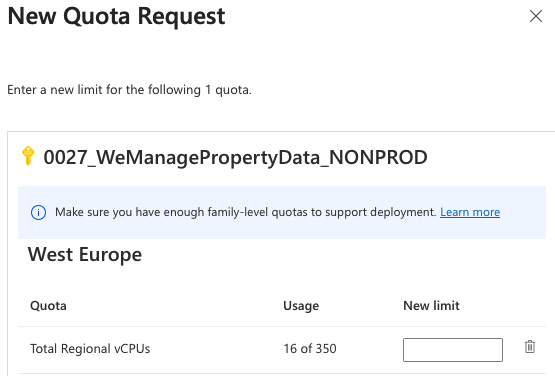 Azure quotas edit