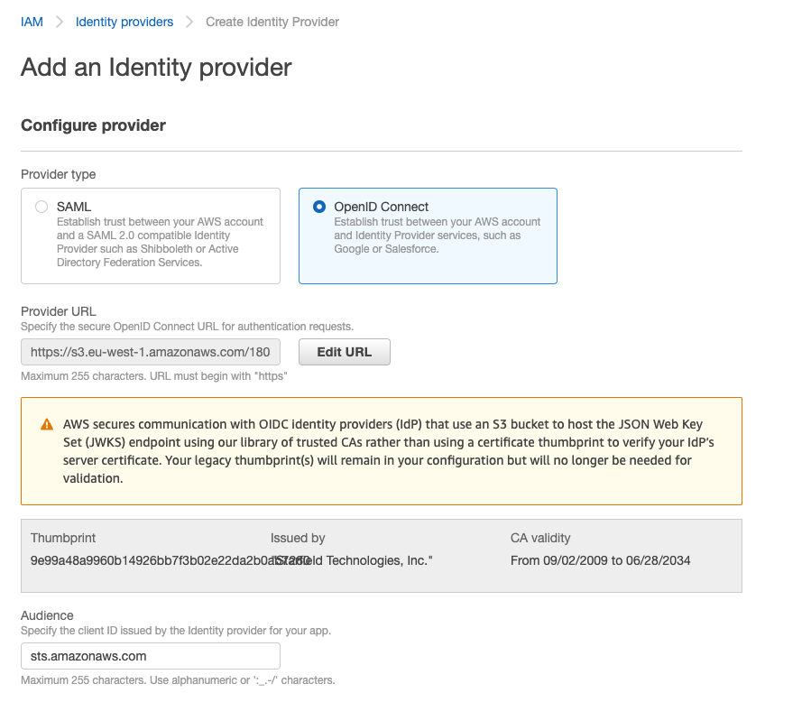 Creating AWS Identity Provider